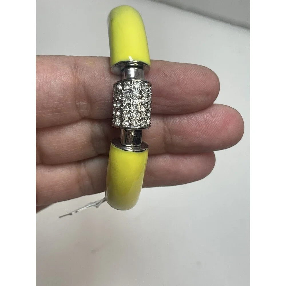 Lia Sophia Technicolor Stretch Bangle Bracelet In Silver & Citron New